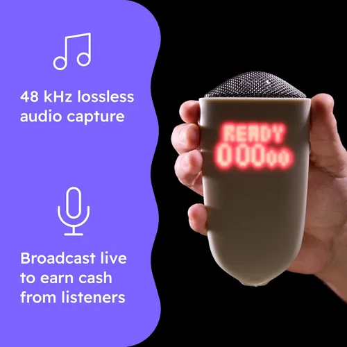 Vista 2 de Blast - Micrófono portátil para podcasting, inalámbrico, portátil, grabación sin pérdidas, almacenamiento en la nube