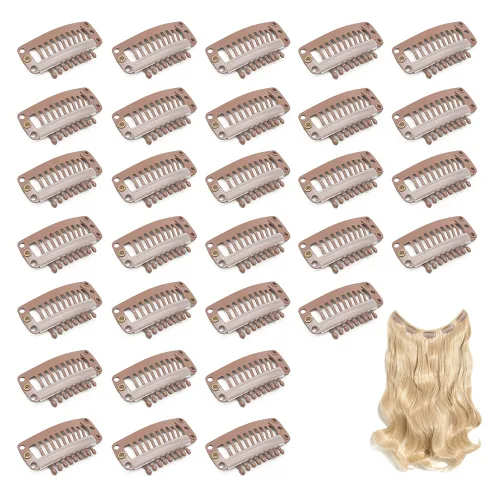 Vista 12 de Dreamlover - Clips para extensiones de cabello, clips para peluca con 9 dientes, 30 piezas