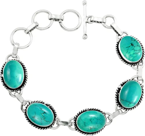Vista 10 de Natural & Synthetic Gemstones 925 Silver Plated Handmade Link Bracelets Amatista