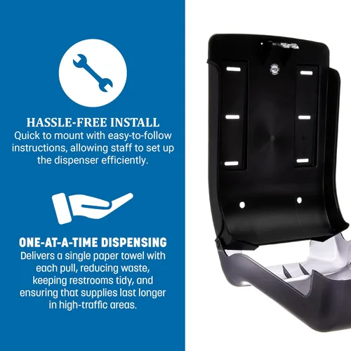 Vista 4 de San Jamar Dispensador de toallas de papel de plástico Ultrafold para baño, color negro