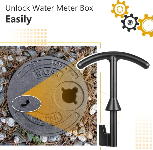 Vista 2 de Feekoon 1 paquete llave de caja de medidor de agua de 5.5 pulgadas, compatible con llave de cubierta de medidor de agua M07001, herramienta