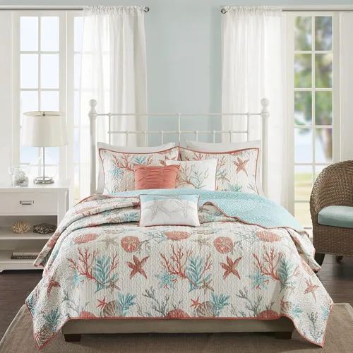 Vista 16 de Madison Park Set de Edredón Cottage con Diseño Costero, Estampado de Estrella de Mar - Cubrecama Ligero para Todas las Estaciones, Fundas, Almohada