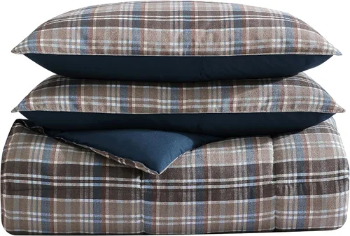 Vista 5 de Eddie Bauer - Juego de edredón individual, ropa de cama reversible de microgamuza con fundas a juego, decoración informal para el hogar