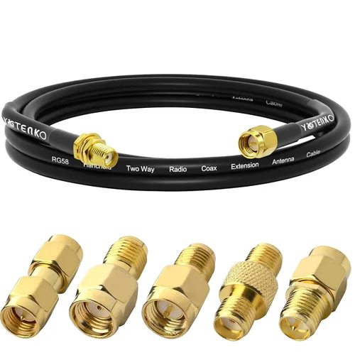 Vista 9 de Cable de Extensión de Antena SMA 3 pies 1 m SMA Macho a SMA Hembra RG58 Cable de Puente Coaxial Baja Pérdida para Reubicación de Router 4G LTE ADS-B