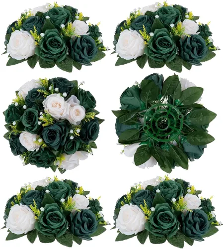 Vista 54 de BLOSMON Bolas de Flores para Bodas, Centros de Mesa de Rosas, 2 Piezas, Flores Artificiales Negras, Bolas Florales Colgantes, Decoración de Arreglos