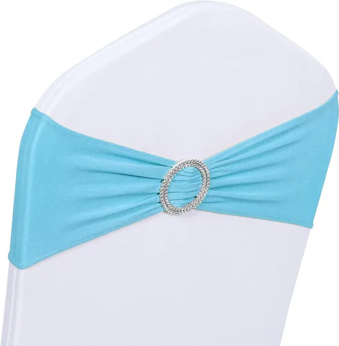 Vista 13 de Obstal 10 cintas elásticas de elastano para sillas de recepción de boda, bandas elásticas universales para silla con hebilla deslizante