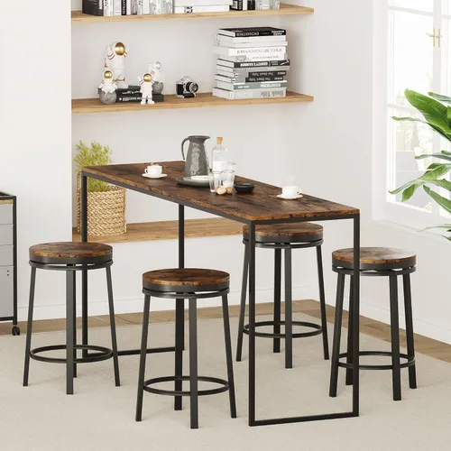 Vista 12 de IDEALHOUSE Juego de 2 taburetes de bar de madera maciza para isla de cocina, elegantes y resistentes