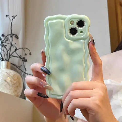 Vista 51 de FABSPARK Funda para iPhone 11, Patrón de Burbujas de Meteorito 3D Electrochapado Galvanizado con Brillos Marco Ondulado Rizado Funda Brillante, TPU