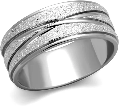 Marimor Jewelry Anillo de boda de acero inoxidable 316 con purpurina de 0.315 in de ancho, tamaño 5-10, Acero inoxidable, oro, metal