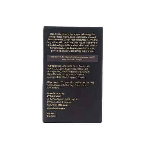 Vista 4 de Bali Soap - Barra de jabón natural de carbón de bambú para hombres y mujeres - Vegano, hecho a mano, exfoliante - Paquete de 3, 3.5 onzas cada uno