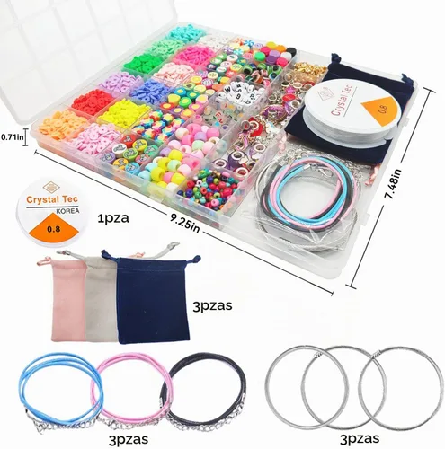 Vista 3 de leitait Kit de Fabricación de Pulseras de Juguetes para Niñas - Kit de Fabricación de Joyas con Dijes de 3000 Piezas, Rellenos para Canasta de 3000