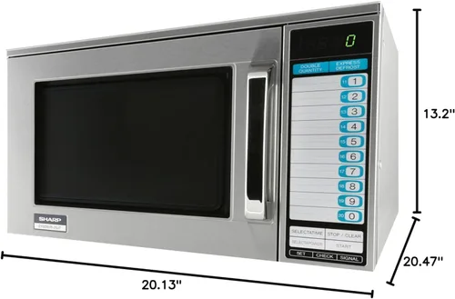 Vista 2 de Sharp Horno microondas comercial R25JTF, 2100W, resistente, 0.70 pies cúbicos de acero inoxidable, 20 entradas de programa, cocción en 3 etapas