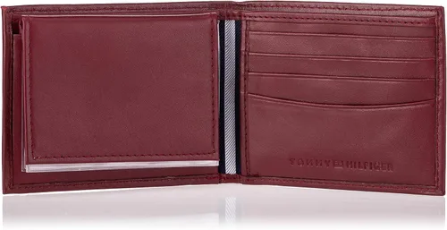 Vista 4 de Tommy Hilfiger Cartera de cuero genuino para hombre con múltiples ranuras para tarjetas