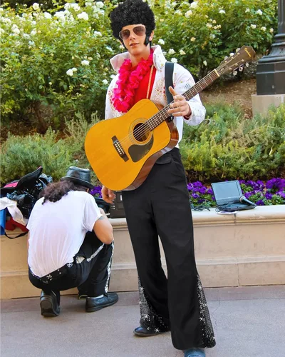 Vista 6 de Men's 70s Disco Costume Sequin Bell Bottom Pants Mens Bootcut Trousers with Wig Sunglasses Disco Necklace for Party