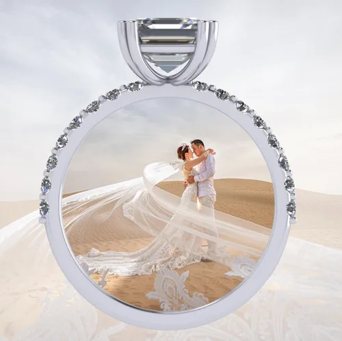 Vista 5 de NANA Jewels Anillos de plata de ley chapados en platino de 1.5-3 quilates con circonita cúbica ovalada y corte princesa Asscher Oro macizo de 10