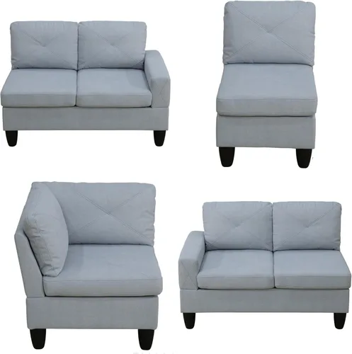 Vista 7 de GlasFlength Juego de sofás modulares para sala de estar, sofás modulares de 4 asientos para sala de estar con otomana extraíble, juego de sofá