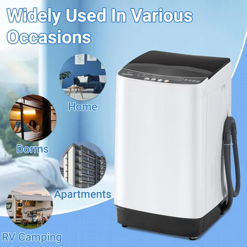 Vista 9 de Lavadora portátil de 15 libras, lavadora y secadora automática completa de 1.9 pies cúbicos con 8 programas de lavado, lavadora compacta