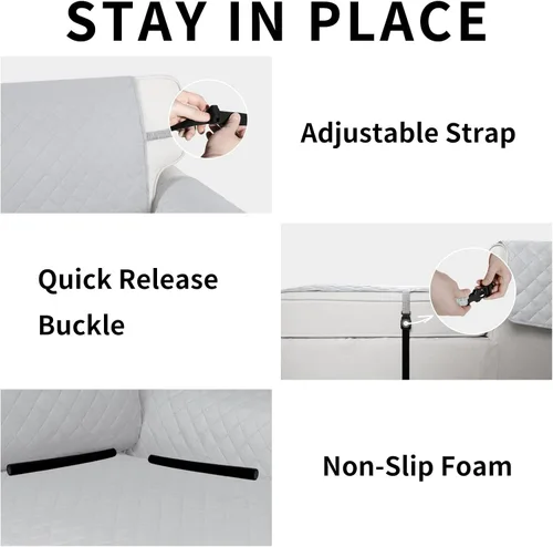 Vista 351 de Easy-Going - Funda reversible para sofá reclinable, resistente al agua, protector de muebles con correas elásticas, para mascotas y niños
