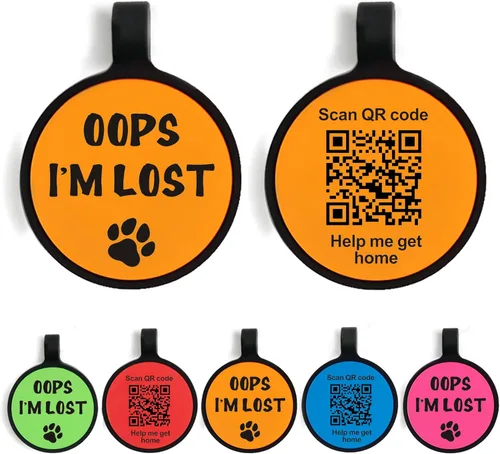 Vista 12 de Etiqueta para perro con código QR grabada para mascotas, etiqueta de nombre de perro personalizada de silicona silenciosa, etiqueta