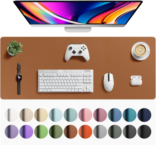 Vista 87 de Aothia Protector de Escritorio de Cuero, Alfombrilla para Ratón, Alfombrilla de Escritorio de Oficina, Secante de Escritorio de Cuero PU