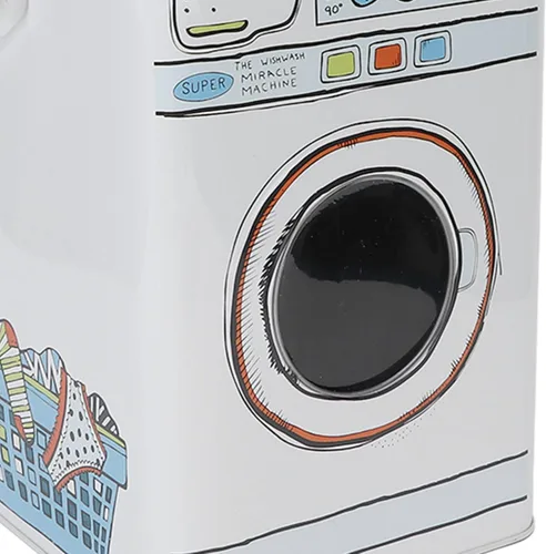 Vista 6 de Caja de metal para polvo de lavandería, moderna lata de almacenamiento de detergente de lavado de gran capacidad, recipiente de metal