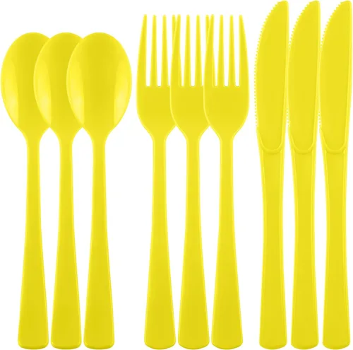 Vista 17 de Kochorie 300 Piezas de Vajilla de Plástico Pastel de Plata, Juego de Cubiertos de Plástico Resistente, Utensilios Desechables Pesados Incluye