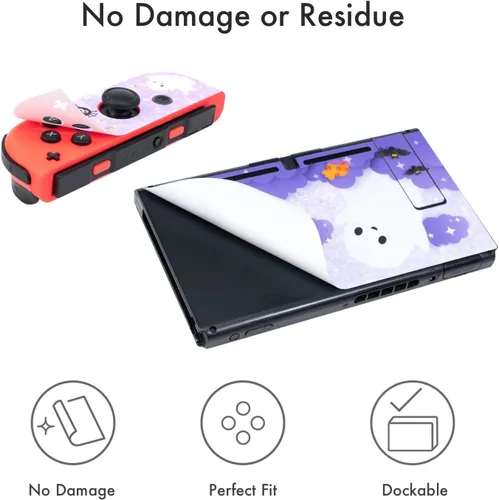 Vista 6 de BelugaDesign Skulls Switch Skin - Calcomanía de vinilo gótico Nightmare Halloween Horror Compatible con Nintendo Switch OLED