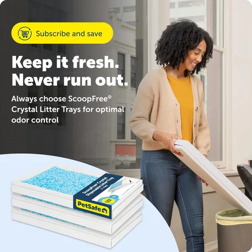Vista 8 de PetSafe ScoopFree Crystal Smart - Caja de arena automática autolimpiante, entrada frontal, caja para gatos con detección de movimiento descubierta