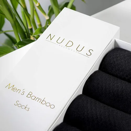 Vista 2 de NUDUS Tobillo de bambú para hombre, cuarto de año, calcetines de vestir, caja de regalo de 5 pares, calidad prémium