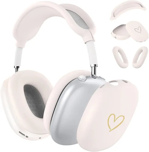 Vista 15 de Funda para AirPods Max, silicona suave con diseño de corazón dorado, funda para diadema para auriculares Apple Airpod Max (transparente)