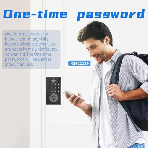 Vista 6 de Cerradura de puerta inteligente con huella digital, cerradura de puerta de entrada sin llave con Bluetooth integrado, identificación de huellas