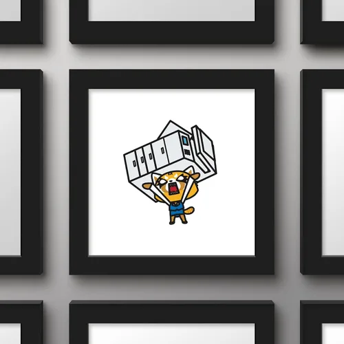 Vista 2 de Trends International Gallery Pops Sanrio Aggretsuko Retsuko - Póster de pared de Office Rage, 12.00 x 12.00 pulgadas, versión de marco negro