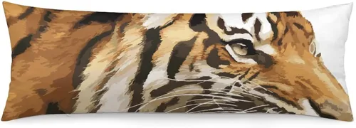 Vista 10 de Funda de almohada corporal con cremallera para el invierno, diseño de animales raros, ojos y retrato, bestia tranquila, fundas de almohada