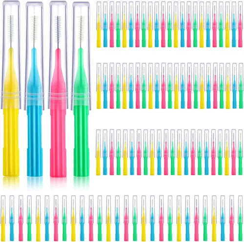 Vista 8 de Patelai Juego de 100 cepillos interdentales, púas limpiadoras suaves con tapa, herramienta de limpieza de huecos de dientes de varios tamaños
