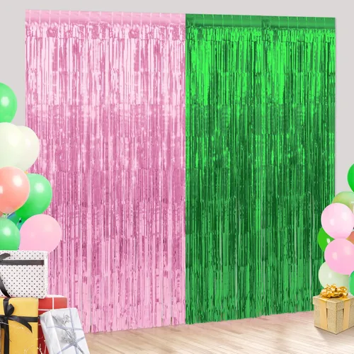 Vista 19 de Pack de 6 Cortinas de 1 m x 2 m con Flecos de Aluminio para Graduación, Cortinas de Oropel Metálico en Oro Negro, Tiras de Papel de Aluminio