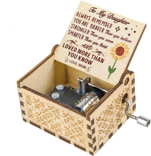 Muzero Caja de Música para Hija de Mamá, Regalo de Sol para Niñas de Madre en Cumpleaños, Aniversario, Navidad, Caja Musical con Manivela que You