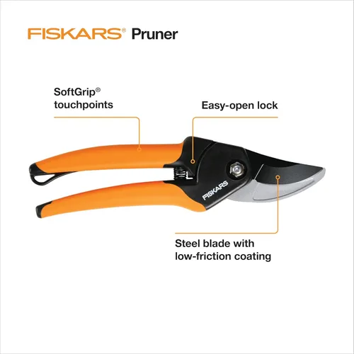 Vista 2 de Fiskars - Tijeras de podar de derivación, capacidad de corte de 5/8 pulgadas, podadora SoftGrip de mano para manos pequeñas, hoja que permanece