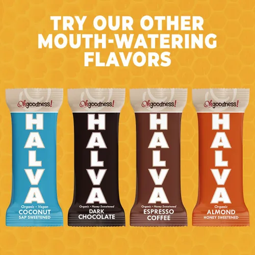 Vista 7 de Oh, Dios! Barras orgánicas Halva - Apto para paleo, sin aditivos, azúcar refinado o edulcorantes artificiales, 1.41 onzas cada una, paquete de 16