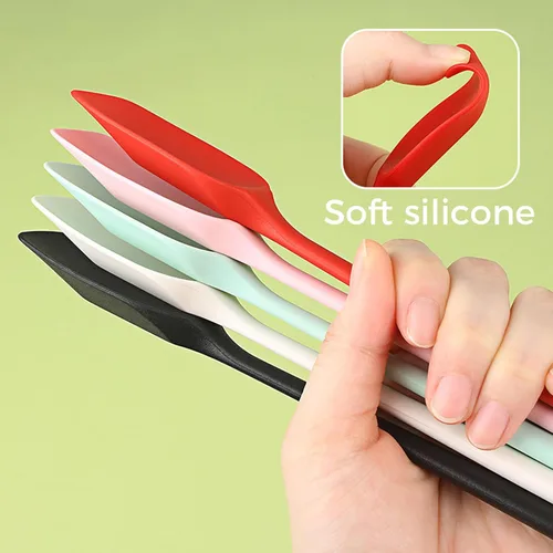 Vista 2 de Juego de 4 espátulas de silicona para cucharas resistentes al calor, de grado alimenticio, flexible, para hornear, cocinar y mezclar, utensilios