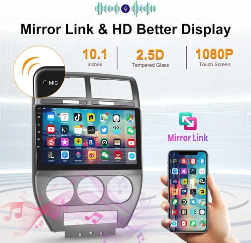 Vista 6 de [2G+32G] Radio de coche para Jeep Compass Patriot 2007 2008 2009, 10.1 pulgadas Android pantalla táctil estéreo, Carplay/Android Auto/Mirror