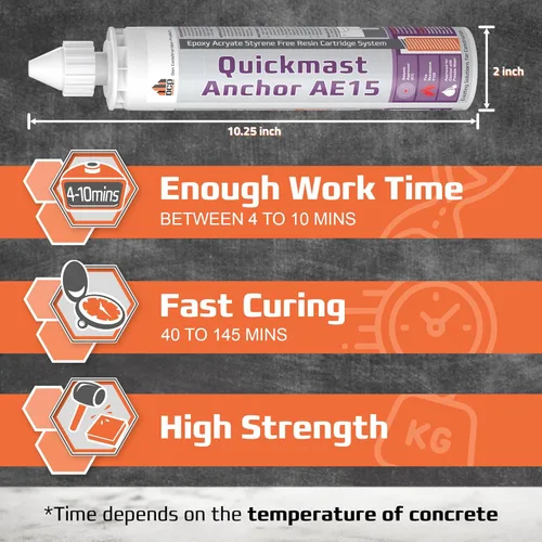 Vista 2 de DCP Quickmast AE15 - Epoxi para hormigón para barras de refuerzo y varillas - Sistema de anclaje de alta resistencia, epoxi acrilato de dos partes