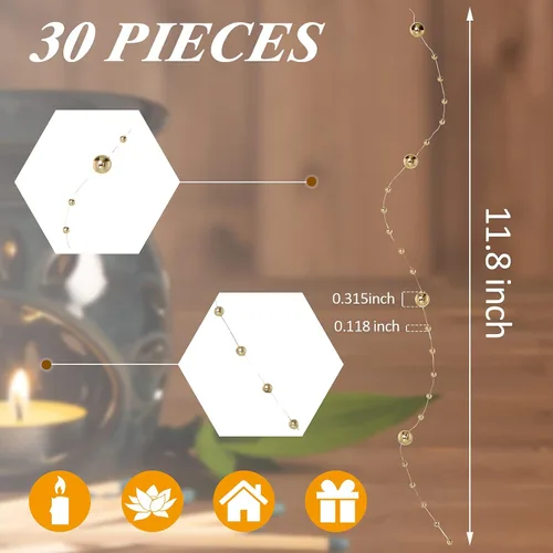 Vista 2 de Cuerdas de perlas artificiales de 11.8 pulgadas para velas flotantes, centro de mesa, relleno de jarrón, perlas de imitación, guirnaldas de perlas