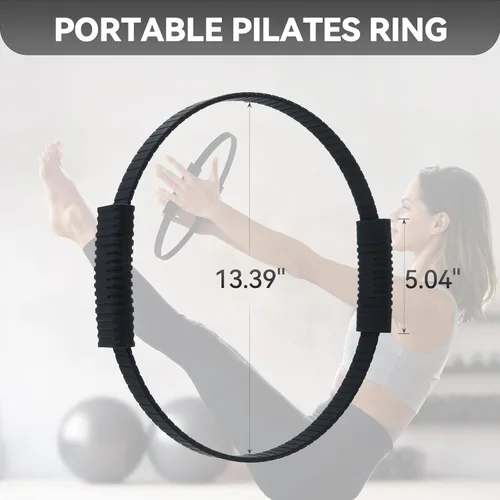 Vista 2 de Anillo de pilates, círculo mágico de silicona de 13.5 pulgadas con doble agarre, ligero y duradero, equipo de ejercicio de resistencia flexible