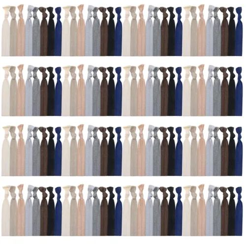 Vista 3 de 120 cintas elásticas sin arrugas para el cabello, para mujer, para yoga, cola de caballo, color surtido