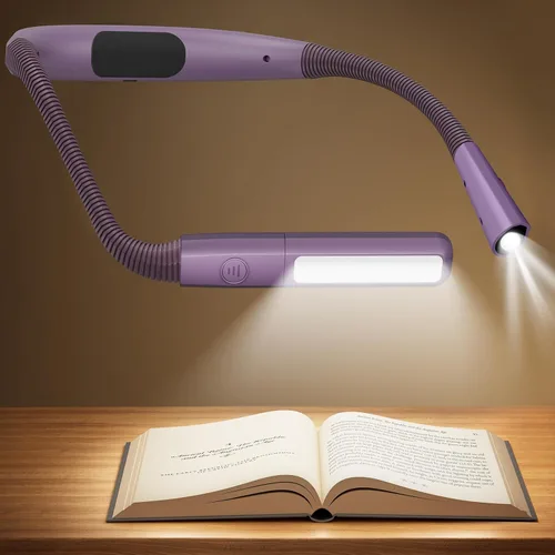 Vista 9 de Glocusent Neck Light, 100Hrs Long Lasting Rechargeable Book Light, 5 Colors & Stepless Dimming Reading Light - Perfect Book Lights for Reading at