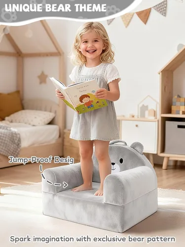 Vista 20 de Crown - Sofá cama para niños con funda extraíble lavable y respaldo de Magic-Tape - Silla plegable para niños pequeños, cómodos muebles