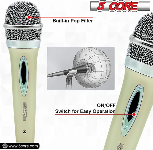 Vista 8 de 5 CORE Micrófono de karaoke dinámico vocal micrófono de mano cardioide unidireccional microfono con interruptor de encendido y apagado, incluye