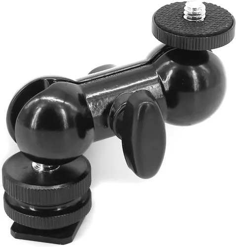 Vista 4 de Montura de zapata esférica de 1/4" Montura de zapata caliente Cabezal esférico doble Tornillo de trípode de 1/4" Multifunción para monitores LCD