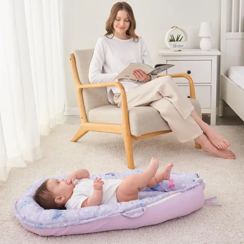 Vista 9 de Viviland Tumbona para bebé Snuggle Me, adecuada para recién nacidos de 0 a 24 meses, mariposa