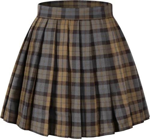 Vista 29 de Faldas plisadas a cuadros de cintura alta para mujeres y niñas, talla grande, uniforme escolar, mini disfraces de cosplay
